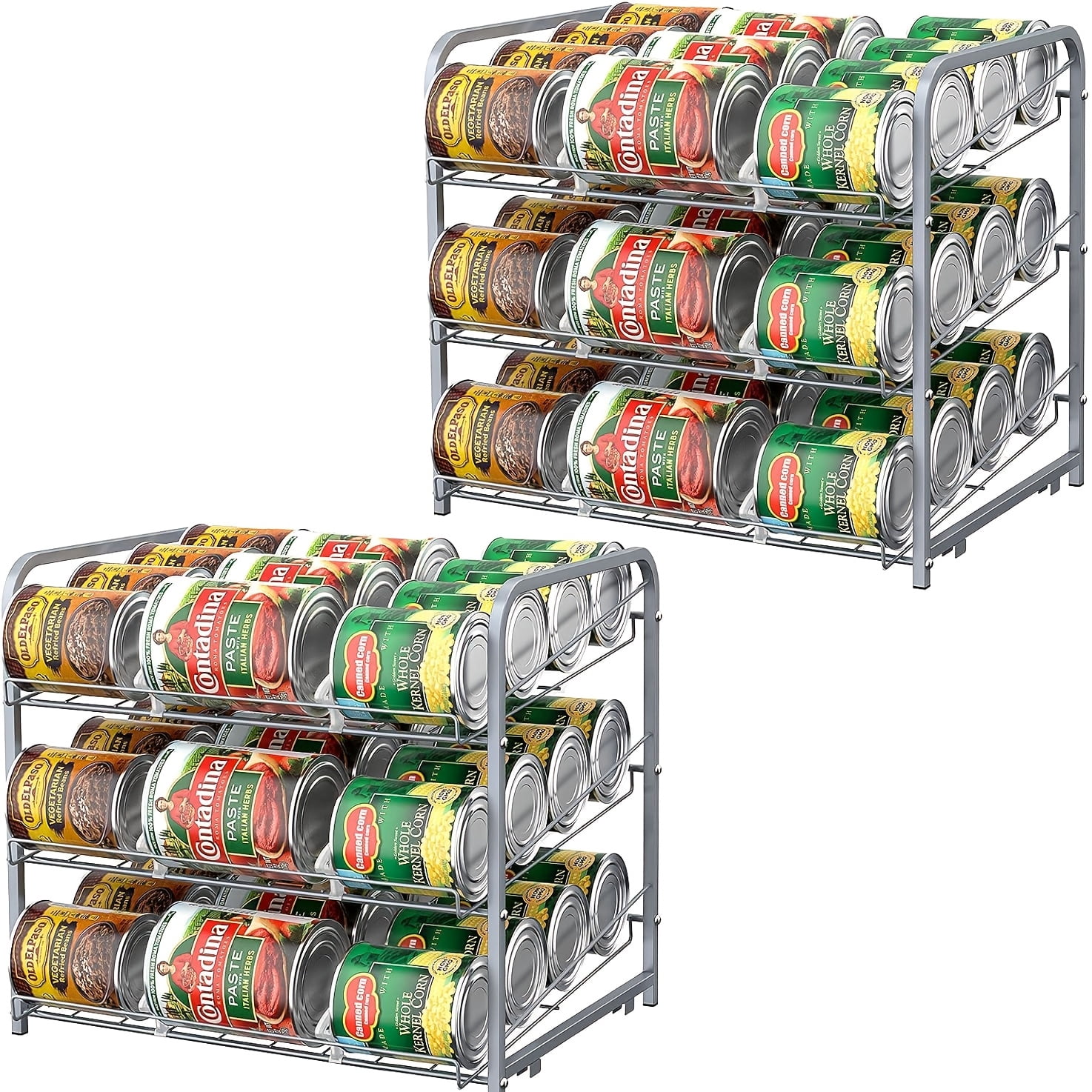 3/4/7-Tier Adjustable Metal Can Rack - Holds 84 Cans for Pantry Kitchen ...