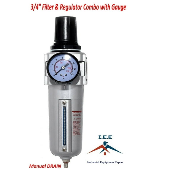 3/4" Air Compressor Regulator & Filter Combo w/ Gauge