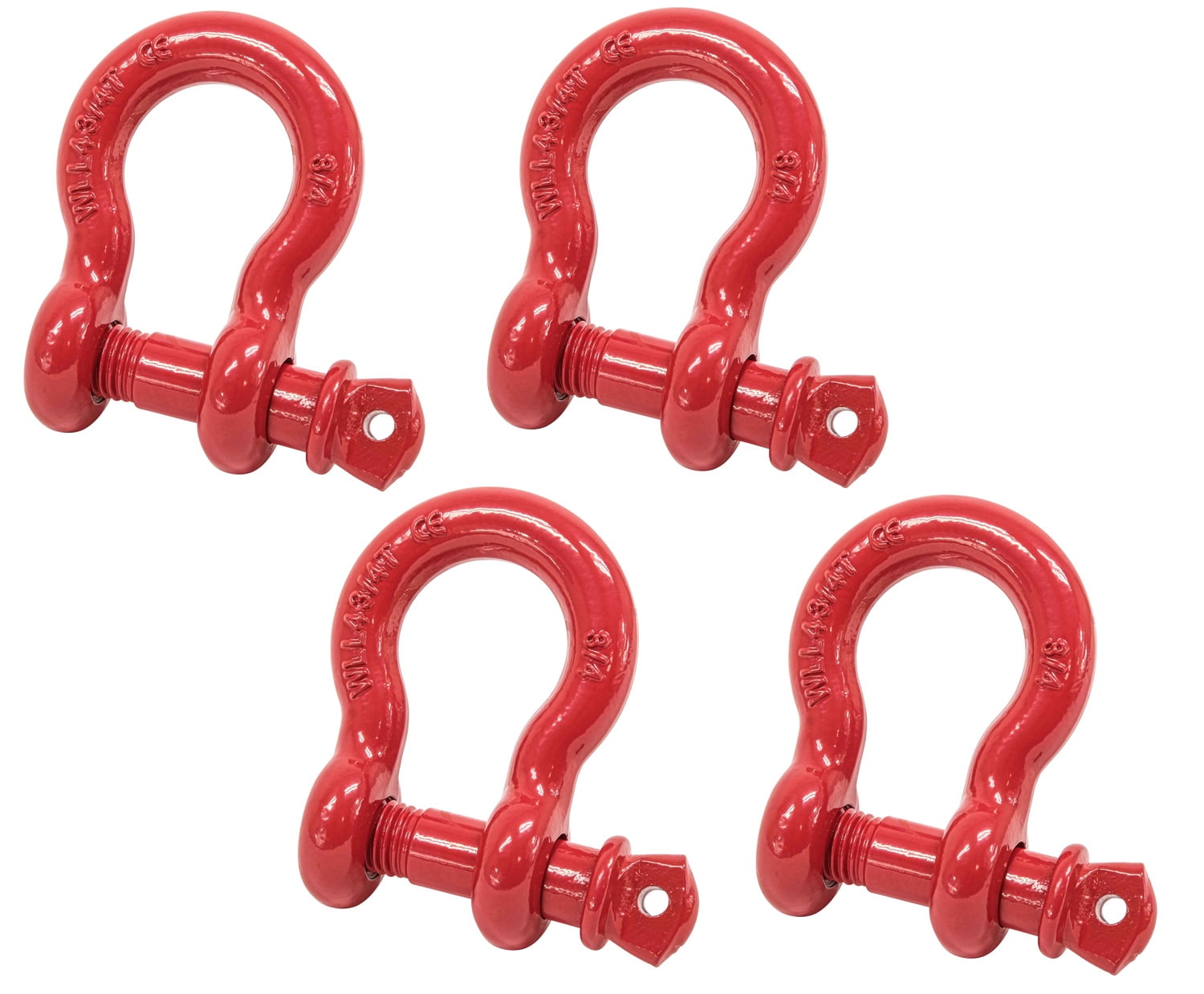 3/4" Anchor Shackle Forged Carbon Steel w/ Alloy Screw Pin Load Limit # 4.75 Tons (9,500 lbs) | Double Rust Protection Heavy Duty D Ring Shackle for Towing, Rigging & Vehicle Recovery (4 Pack)