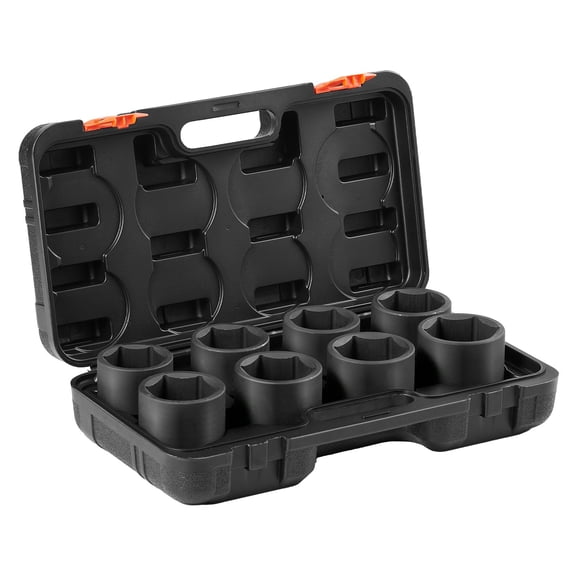 3/4 Axle Nut Impact Socket Set, 3/4 Inch Drive Axle Nut Socket Set, 3/4" Drive 6-Point 8-Piece SAE Spindle Nut Socket Set, for automotive repair, mechanical shops, farm equipment service, and DIY