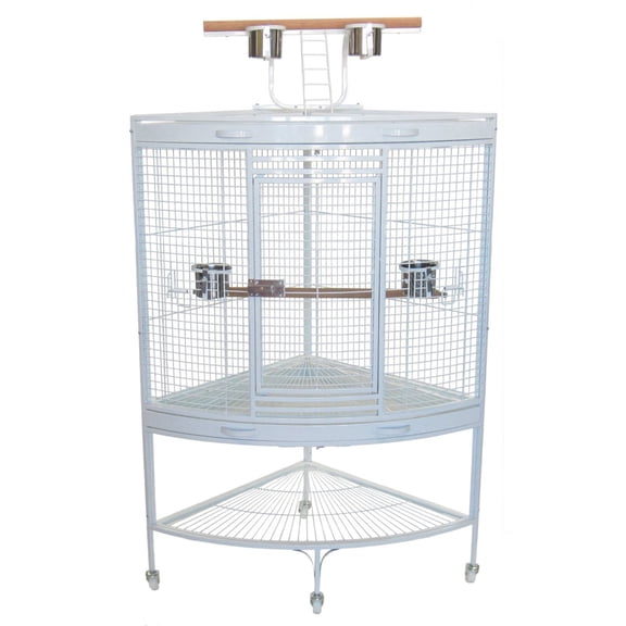 YML WI37C-WHT Corner Wrought Iron Cage