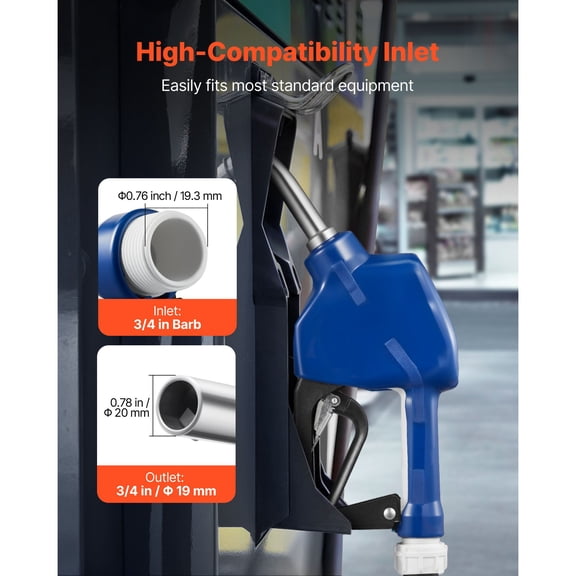3/4-"Barb Diesel Exhaust Fluid Nozzle,Max Flow Rate 11.6 GPM,Auto Shut Off Dispenser Nozzle with 3-Speed Trigger Lock&3/4-"(OD=19 mm) Spout,Used for Urea,Industrial Fluids,Blue
