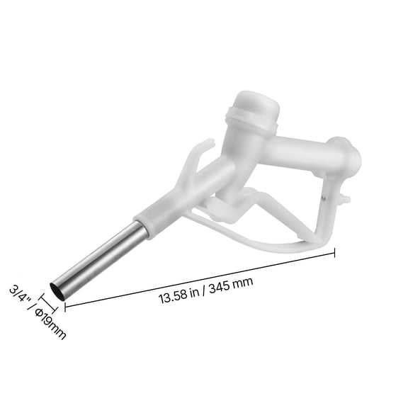 3/4-"Barb Diesel Exhaust Fluid Nozzle,Max Flow Rate 14.5 GPM,Plastic Dispenser Nozzle with 3/4-"(OD=19 mm) Spout,Lightweight&Portable,Used for Urea,Industrial Fluids,White