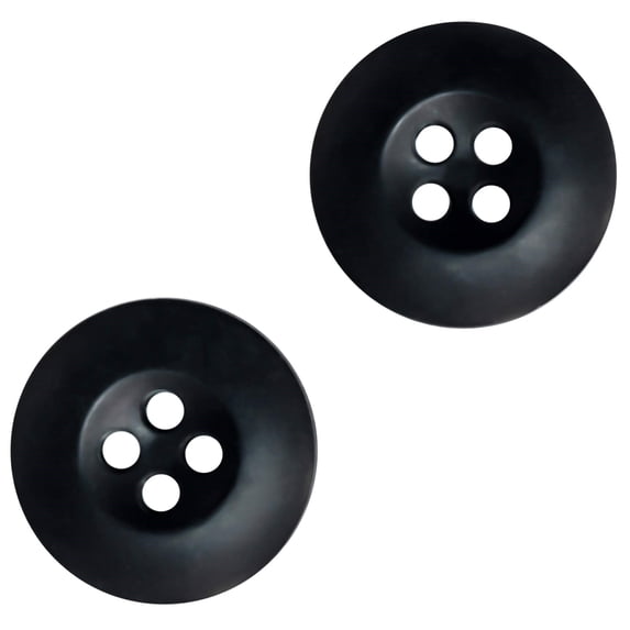 3/4" Black 100 Pcs Buttons for Sewing 0.75 inch Army Uniform Military Buttons 30L Plastic 4 Hole Polished Matte Finish 19mm Ideal for Workwear School Chef Aprons Pants Jacket Bags Craft DIY