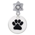 thumbnail image 1 of 3/4'' Black Paw in White Circle - Star of David with Clear Crystal Charm Bead, 1 of 1