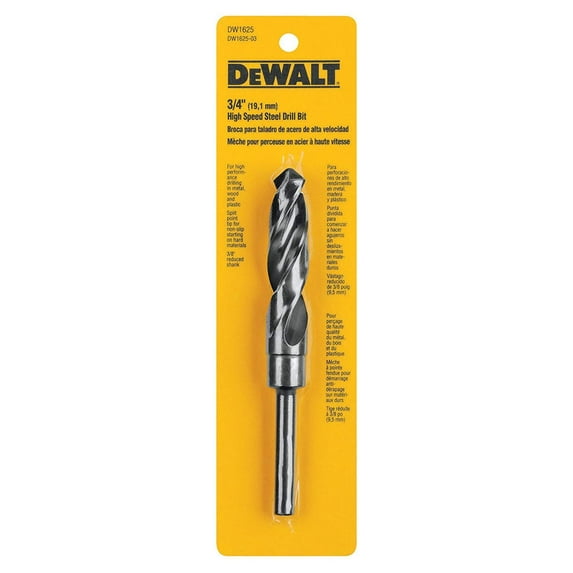 DEWALT DW1625 3/4-Inch Black Oxide 1/2-Inch Shank Reduced Shank Twist Drill Bit