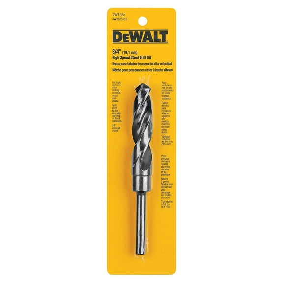 DEWALT DW1625 3/4-Inch Black Oxide 1/2-Inch Shank Reduced Shank Twist Drill Bit