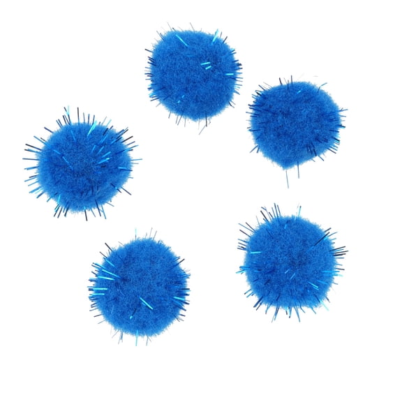 3/4" Blue Sparkle Pom Poms by Creatology – Fluffy Glitter Craft Balls for Kids’ DIY Projects - 24 Pack