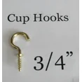 thumbnail image 1 of 3/4" Brass Plated Cup Hooks Lot Of 100, 1 of 2