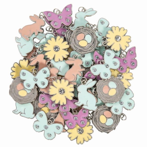 3/4" Bulk 48 Pc. Enchanted Garden Spring Enamel Charm Set