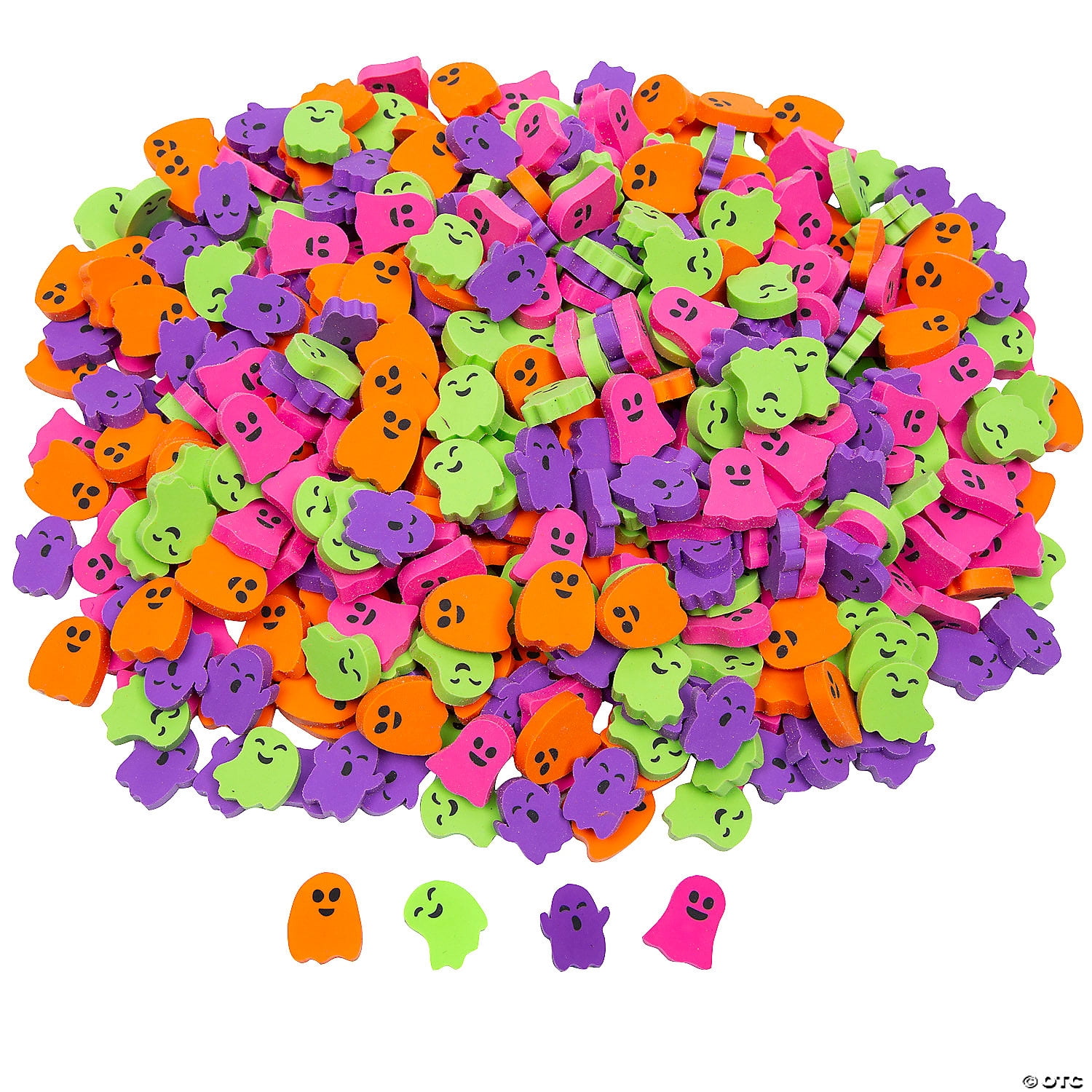 3/4" Bulk 500 Pieces Mini Bright Color Halloween Ghost Erasers