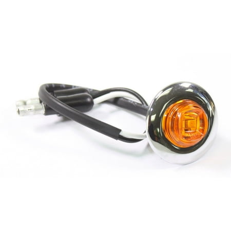 3/4" Bullet Amber Round LED Light with Chrome Bezel Side Marker Truck Trailer