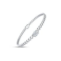 3/4 CT 7X5MM Oval Cut Lab Created Moissanite Diamond Solitaire Cuban Link Chain Bracelet In 14K White Gold Over Sterling Silver(G-H Color,VVS1 Clarity,0.75Cttw)-6"