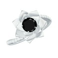thumbnail image 1 of Rosec Jewels 3/4 CT Black Onyx Engagement Ring with Diamond, Black Onyx Bypass Ring, Black Onyx Flower Engagement Ring, 14K White Gold, US 5.00, 1 of 7