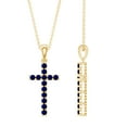 thumbnail image 1 of Rosec Jewels Real Blue Sapphire Cross Pendant Necklace for Women - Sapphire Pendant with Chain - AAA Grade - Gift for Christmas, 10K Yellow Gold, 1 of 8