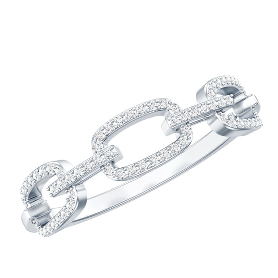 Rosec Jewels Chain Link and Diamond Ring for Women, Natural Diamond Half Eternity Interlock Ring, 925 Sterling Silver, US 9.50