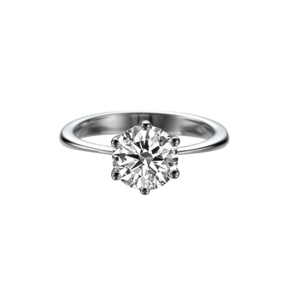 3/4 CT Diamond Engagement Ring in 14K White Gold (I-J color,SI1-SI2 clarity) Solitaire 6 prongs Round