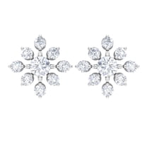 Rosec Jewels 3/4 CT Diamond Statement Floral Stud Earrings for Women, 925 Sterling Silver