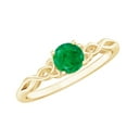 thumbnail image 1 of Rosec Jewels Natural Emerald Solitaire Celtic Ring (5 MM Round Shape Emerald), 14K Yellow Gold, US 8.00, 1 of 7