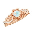 thumbnail image 1 of Rosec Jewels Ethiopian Opal Flower Engagement Ring for Women - Natural Opal Diamond Ring - AAA Quality - with Jewelry Box, 10K Rose Gold, US 5.00, 1 of 10