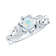 thumbnail image 1 of Rosec Jewels Ethiopian Opal Flower Engagement Ring for Women - Natural Opal Diamond Ring - AAA Quality - with Jewelry Box, 18K White Gold, US 8.50, 1 of 9