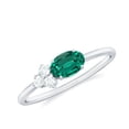thumbnail image 1 of Rosec Jewels Certified Lab Grown Emerald Promise Ring for Women - East West Ring - Cluster Emerald Diamond Ring - AAAA Quality, 925 Sterling Silver, US 4.00, 1 of 9