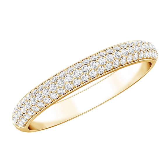Rosec Jewels Moissanite Half Eternity Anniversary Ring, Moissanite Ring for Women, Semi Eternity Fine Jewelry Ring, 18K Yellow Gold, US 4.50
