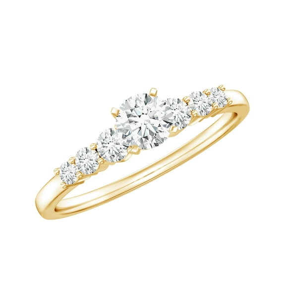 Rosec Jewels Certified Moissanite Promise Ring for Women - D-VS1 Quality - Ready to Gift for Valentines Day, 10K Yellow Gold, US 11.50