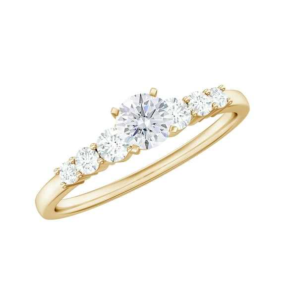 3/4 CT Moissanite Promise Ring, Graduated Style Moissanite Promise Ring, Moissanite and Gold Promise Ring, Promise Ring for Women, 14K Yellow Gold, US 9.75
