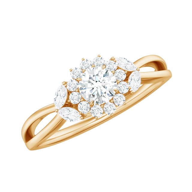 3/4 CT Moissanite Ring, Moissanite Engagement Ring, Flower Engagement