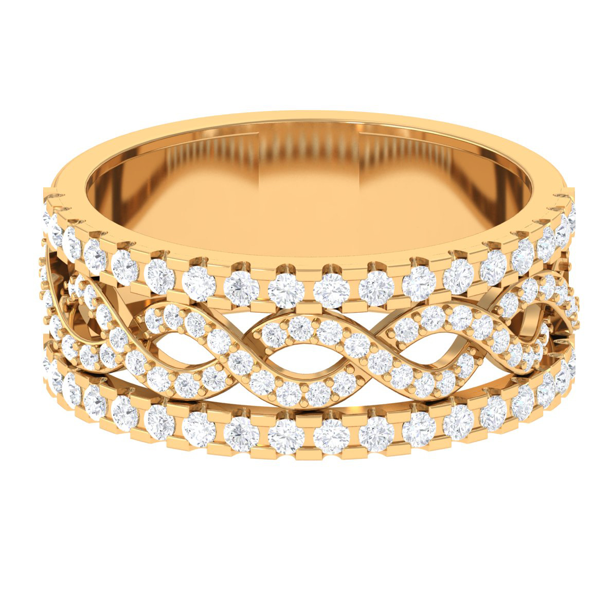 3/4 CT Moissanite Twisted Infinity Wedding Band Ring, 14K Yellow Gold ...