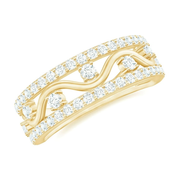 Rosec Jewels Moissanite Half Eternity Band for Women - Designer Moissanite Anniversary Ring - D-VS1 Grade Certified, 18K Yellow Gold, US 8.00