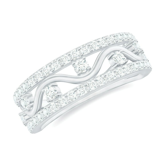 Rosec Jewels Moissanite Half Eternity Band for Women - Designer Moissanite Anniversary Ring - D-VS1 Grade Certified, 925 Sterling Silver, US 9.50
