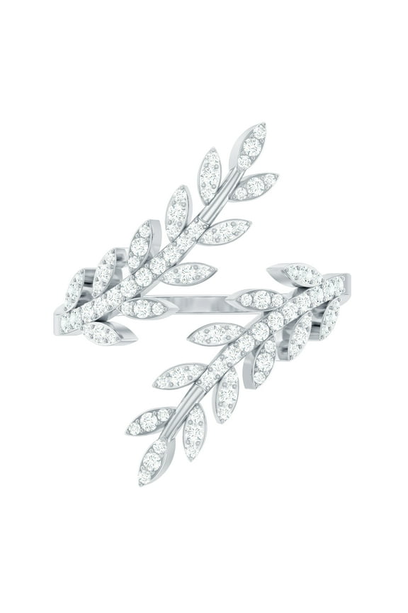 Certified Moissanite Wrap Ring - Nature Inspired Moissanite Cocktail Ring for Women - D-VS1 Grade, 925 Sterling Silver, US 4.00