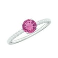 thumbnail image 1 of Rosec Jewels Natural Pink Tourmaline Promise Engagement Ring for Women - Pink Tourmaline Diamond Ring - 5 mm - AAA Quality, 925 Sterling Silver, US 7.00, 1 of 9