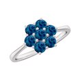 thumbnail image 1 of Rosec Jewels Natural Round Shape London Blue Topaz Cluster Flower Ring, 14K White Gold, US 11.50, 1 of 9