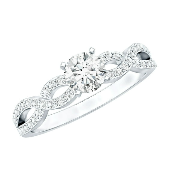 Rosec Jewels Certified Moissanite Solitaire Engagement Ring - 5 mm - Moissanite Promise Ring - 1/2 Ct - D-VS1 Quality, 14K White Gold, US 13.00