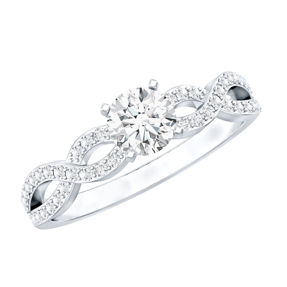 Rosec Jewels Certified Moissanite Solitaire Engagement Ring - 5 mm - Moissanite Promise Ring - 1/2 Ct - D-VS1 Quality, 925 Sterling Silver, US 8.00