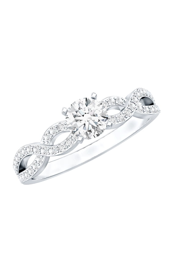 Certified Moissanite Solitaire Engagement Ring - 5 mm - Moissanite Promise Ring - 1/2 Ct - D-VS1 Quality, 925 Sterling Silver, US 8.00