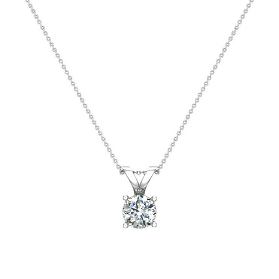 3/4 CT TW Round Brilliant Diamond Pendant Necklace for Women 14K White Gold
