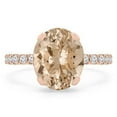 thumbnail image 1 of 3.4 CTW Oval Pink Morganite Under Halo Engagement Ring in 14K Rose Gold - Size 7.75, 1 of 1
