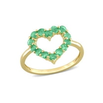 3/4 Carat (Ctw) Emerald Heart Ring in 10K Yellow Gold
