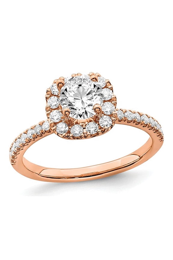 3/4 Carat (Ctw G-H-I, SI1-SI2) Lab Grown Diamond Engagement Halo Ring in 14K Rose Pink Gold for Women