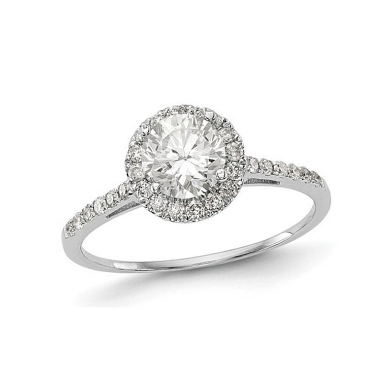 10k or 14k White Gold Lab Grown Diamond SI1/SI2, G H I, Halo Complete Engagement Ring 10k or 14k White Gold Lab Grown Diamond SI1/SI2, G H I, Halo Complete Engagement Ring