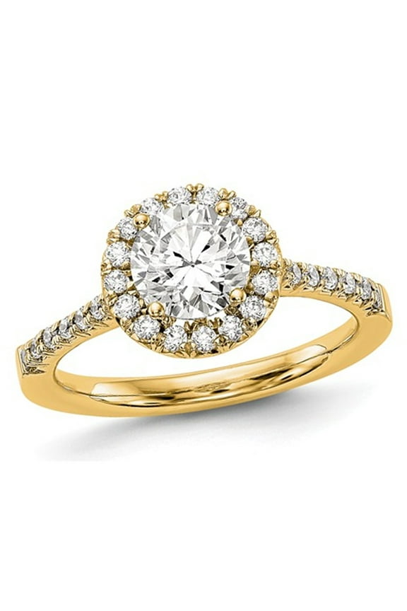 3/4 Carat (Ctw G-H-I, SI1-SI2) Lab Grown Diamond Engagement Halo Ring in 14K Yellow Gold