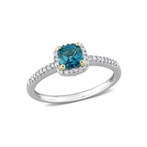 3/4 Carat (Ctw) London Blue Topaz Halo with Ring in 10K White Gold