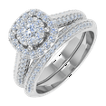 thumbnail image 1 of 3/4 Carat Cushion cut Halo Diamond Bridal Ring Set in 14K White Gold (Ring Size 11) (I1-I2 Clarity), 1 of 4