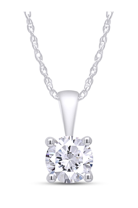 3/4 Carat Diamond, 14K White Gold 4 Prong Set Round-cut Lab Grown Diamond Solitaire Pendant Necklace (J, VS-SI) Jewelry for Women