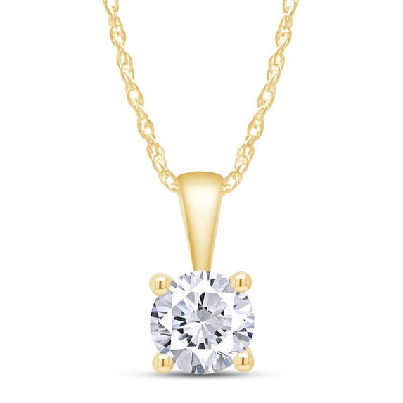3/4 Carat Diamond, 14K Yellow Gold 4 Prong Set Round-cut Lab Grown Diamond Solitaire Pendant Necklace (J, VS-SI) Jewelry for Women