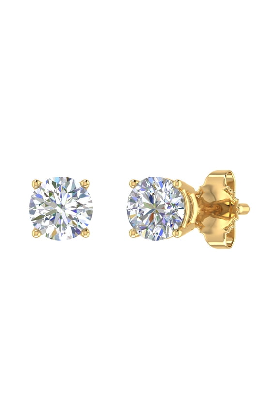 3/4 Carat Diamond 4-Prong Set Stud Earrings in 14K Yellow Gold